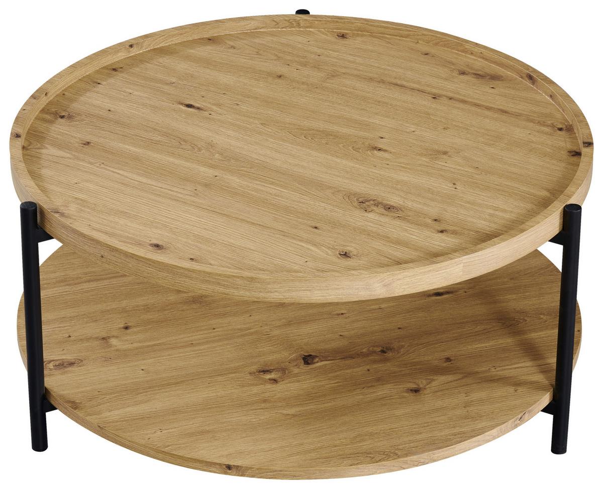 Stolić Irys - boje hrasta/crna, Moderno, drvni materijal/metal (80/38cm) - Modern Living