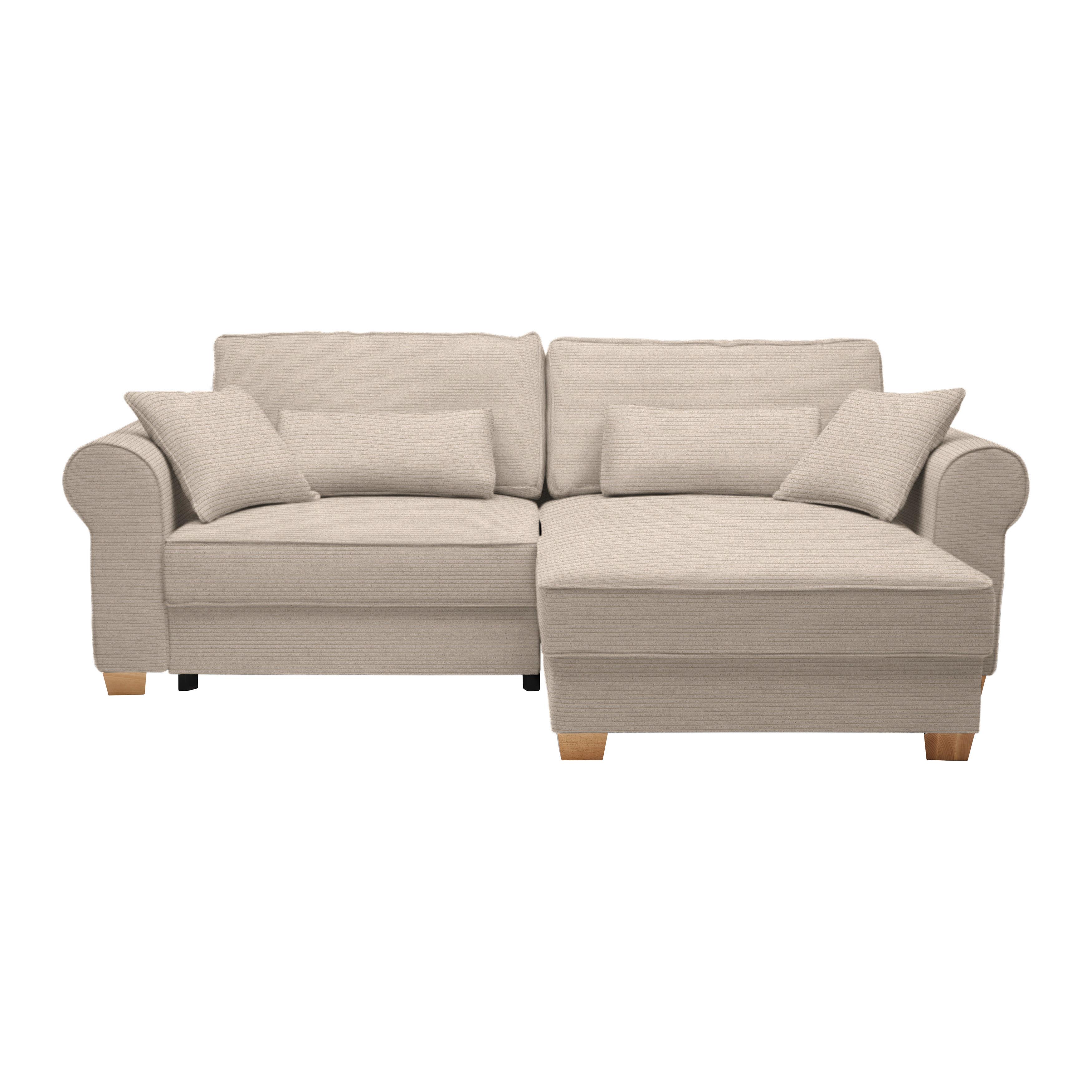 Wohnlandschaft Angelo Creme - Creme, MODERN, Holz/Holzwerkstoff (255/92/185cm) - Mömax