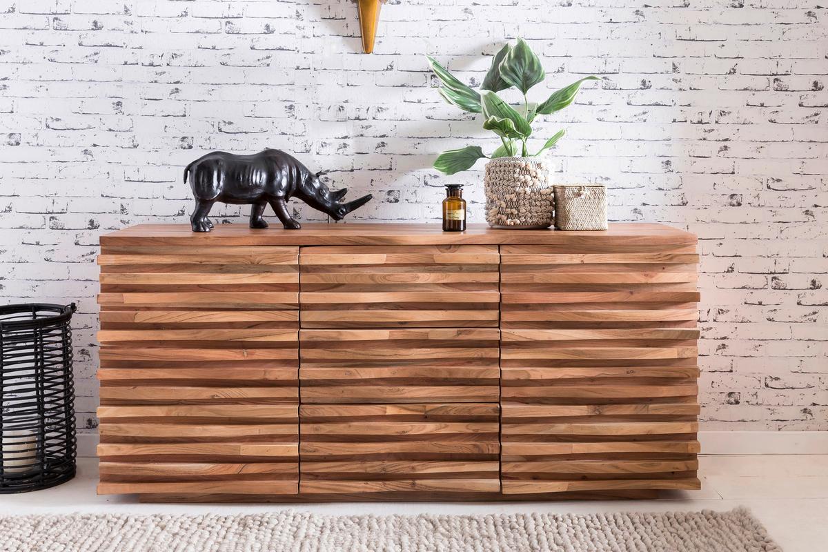 Komoda Boha, Pravi Les - barve akacije, Design, les (160/75/43cm) - MID.YOU