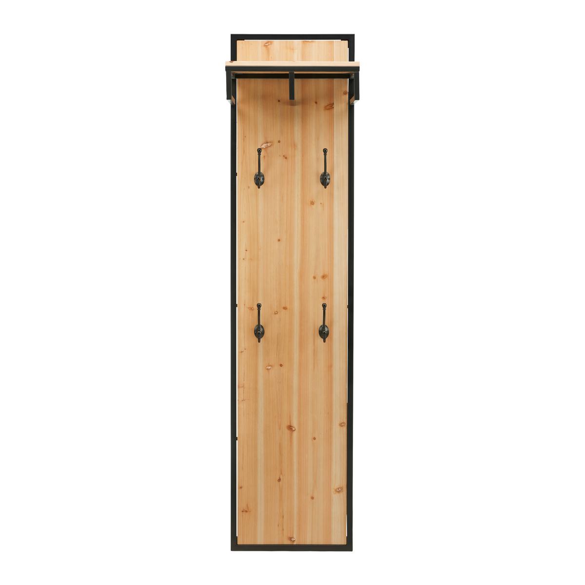 Garderobe Vittoria ca. 40x170 cm Tanne massiv - Schwarz/Naturfarben, MODERN, Holz/Metall (40/170/27cm) - Bessagi Home