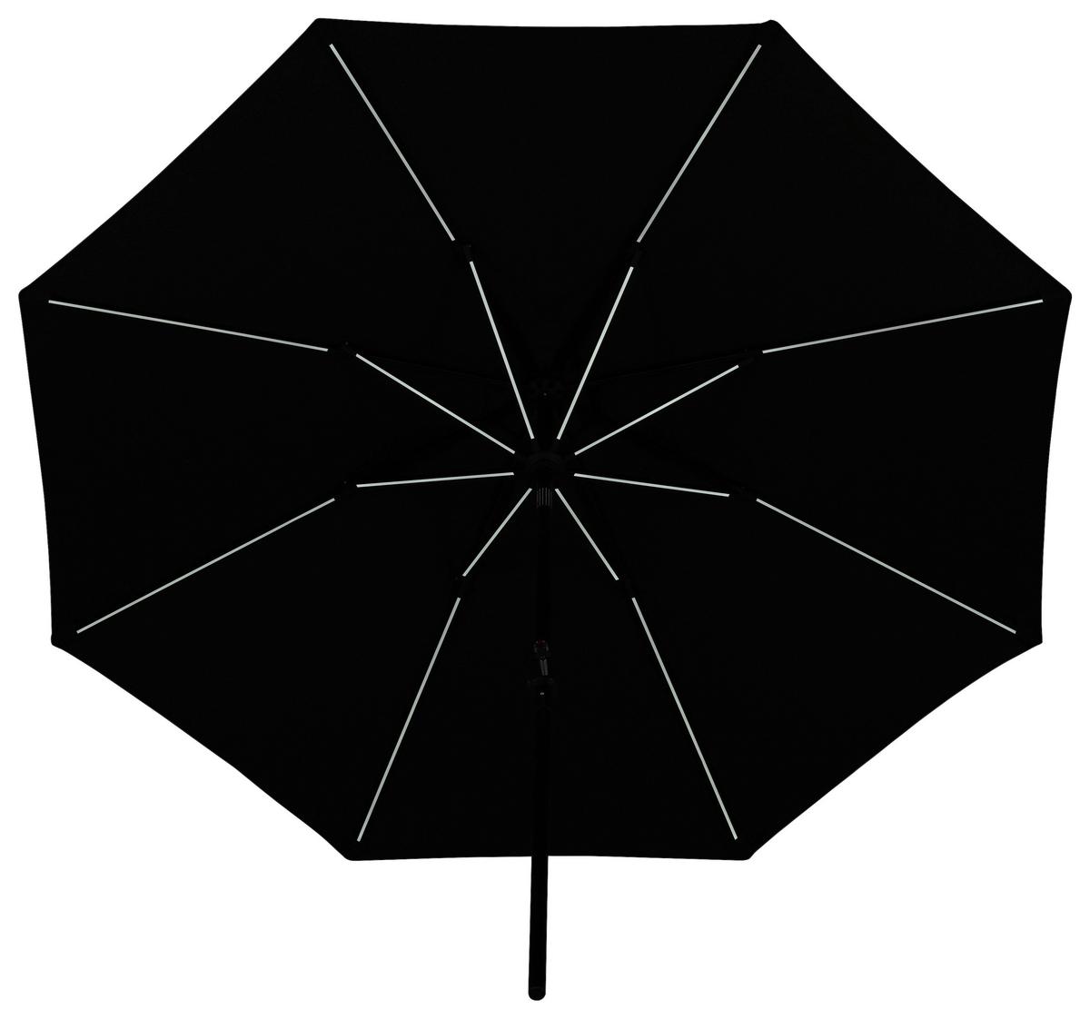 Sonnenschirm Sabal m. LED ca. 270x241 cm Schwarz Solar - Schwarz, KONVENTIONELL (270/241/270cm) - Gardenson