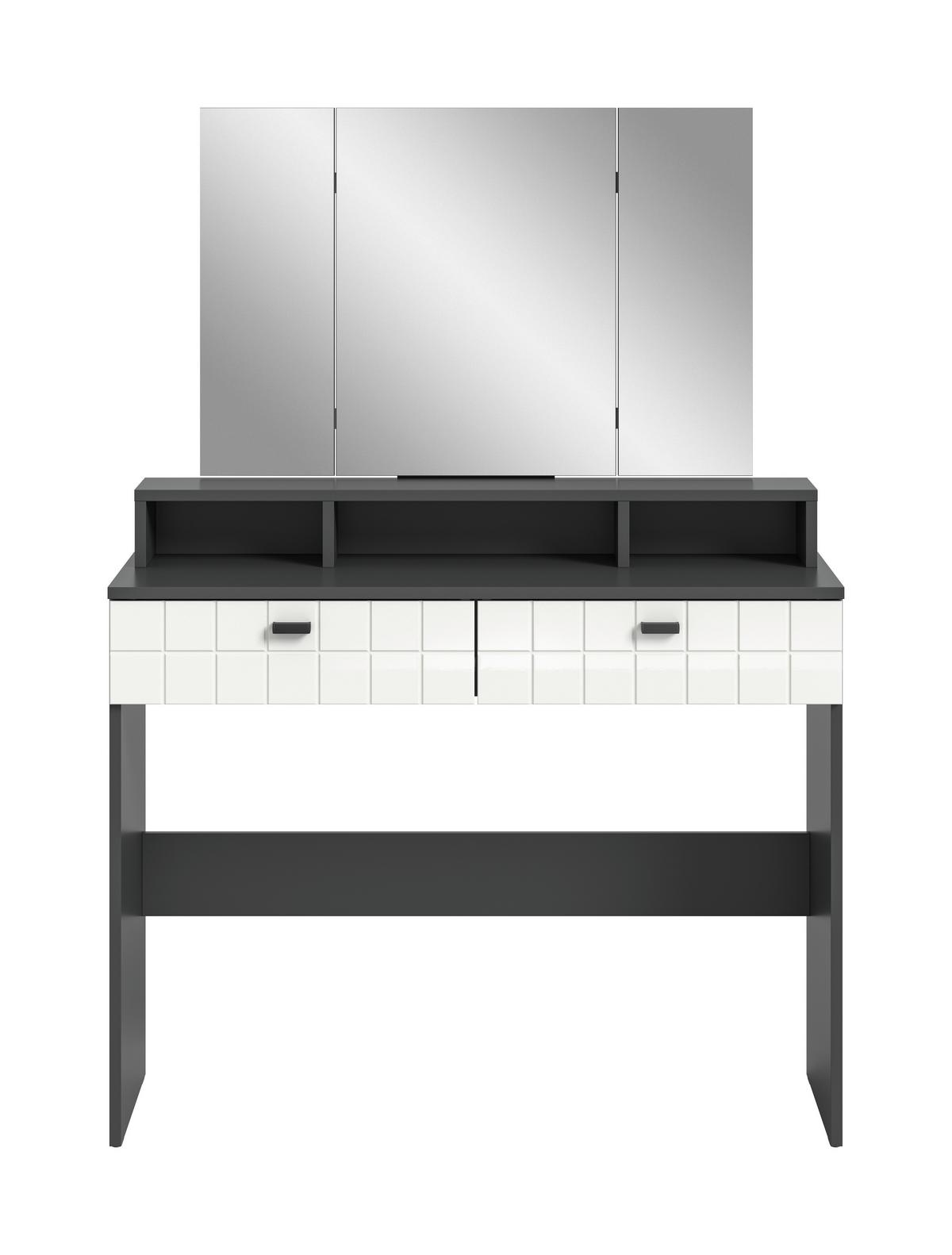 Kozmetična Miza Monte, Bela, Antracit - srebrne barve/črna, Design, umetna masa/steklo (100/142/42cm) - MID.YOU