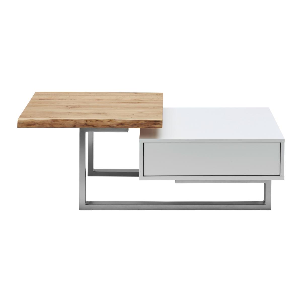 Couchtisch Carlos Weiß/Eichefarben Echtholz/MDF - Eichefarben/Weiß, MODERN, Holz/Metall (110/61/40cm) - Bessagi Home