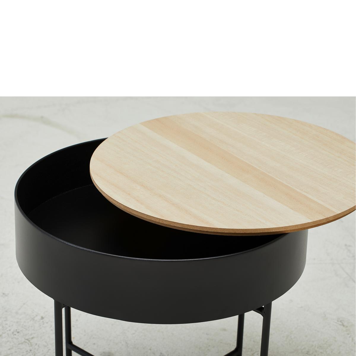 STOLIK BOCZNY JAN - kolor naturalny/czarny, Trend, materiał drewnopochodny/metal (40/40/40cm) - Landscape