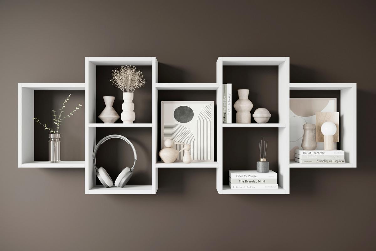 Stenski Regal Trio, Bela - bela, Basics, leseni material (160,8/65/18cm) - P & B