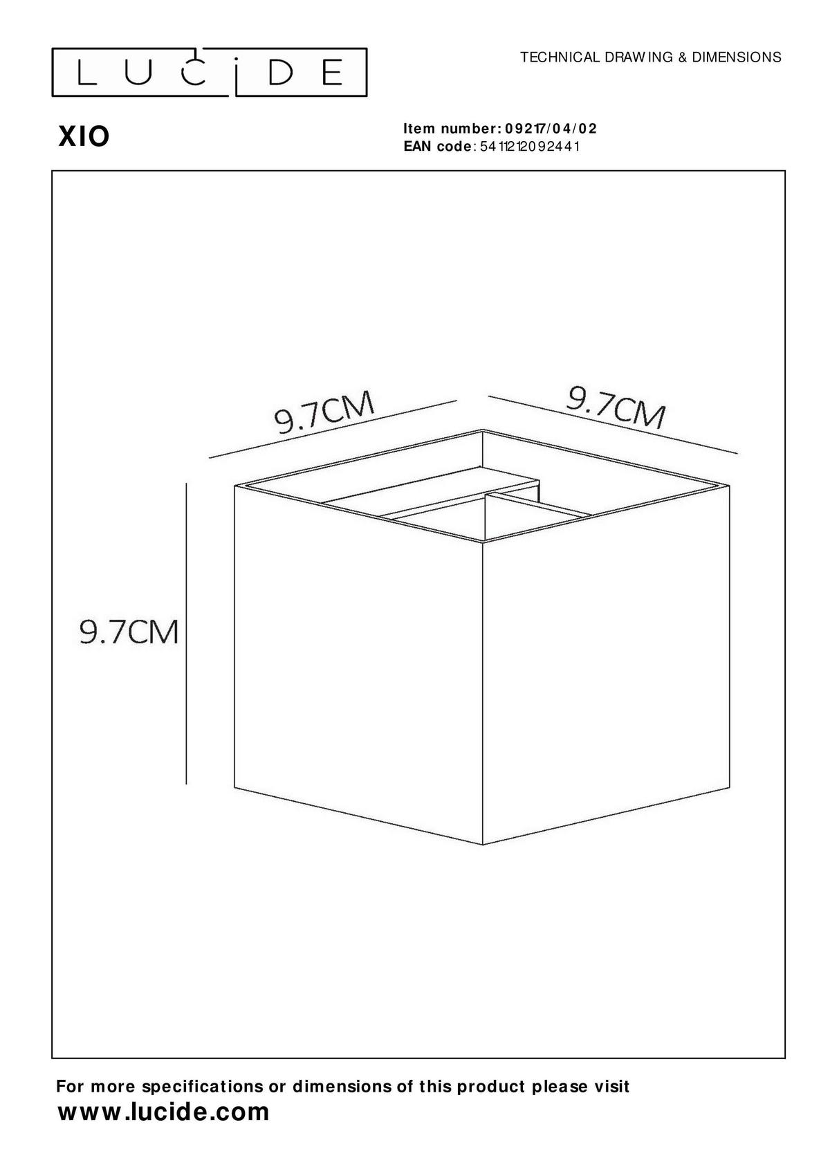 Led-wandleuchte 09217/04/02 Xio - Goldfarben, Design, Metall (9.7/9.7/9.7cm) - Lucide
