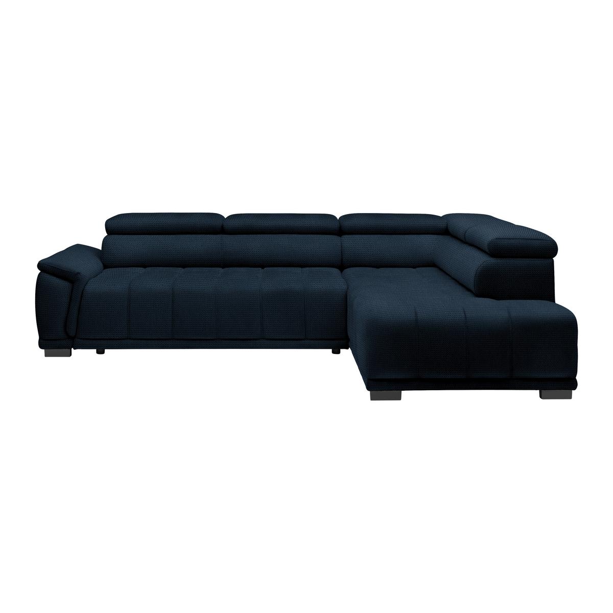 Ecksofa Gremo rechts Dunkelblau - Schwarz/Dunkelblau, Modern, Kunststoff/Textil (283/106cm) - Premium Living