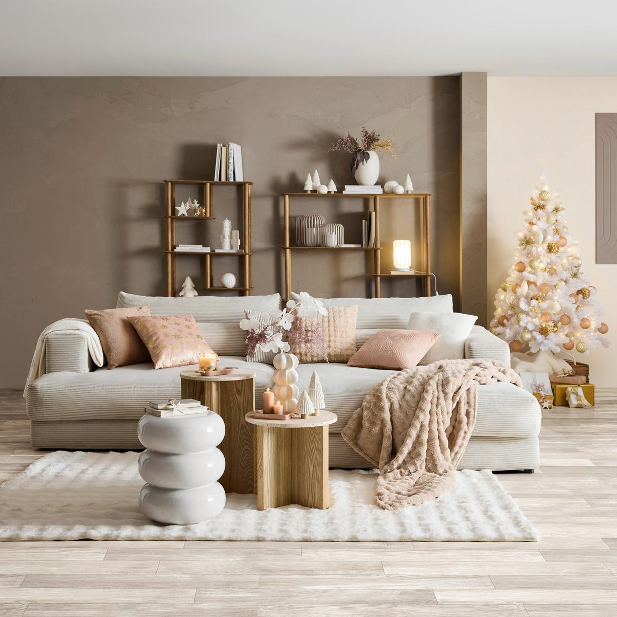 Pernă decorativă Snowflake - auriu/roz, textil (45/45cm) - Mömax