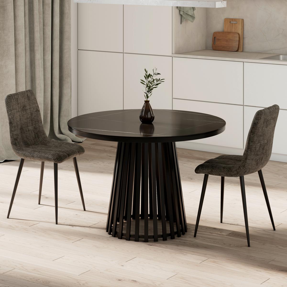 Stuhl Mino Grau Webstoff Gepolstert - Schwarz/Grau, MODERN, Holz/Textil (46/88/54cm) - Bessagi Home