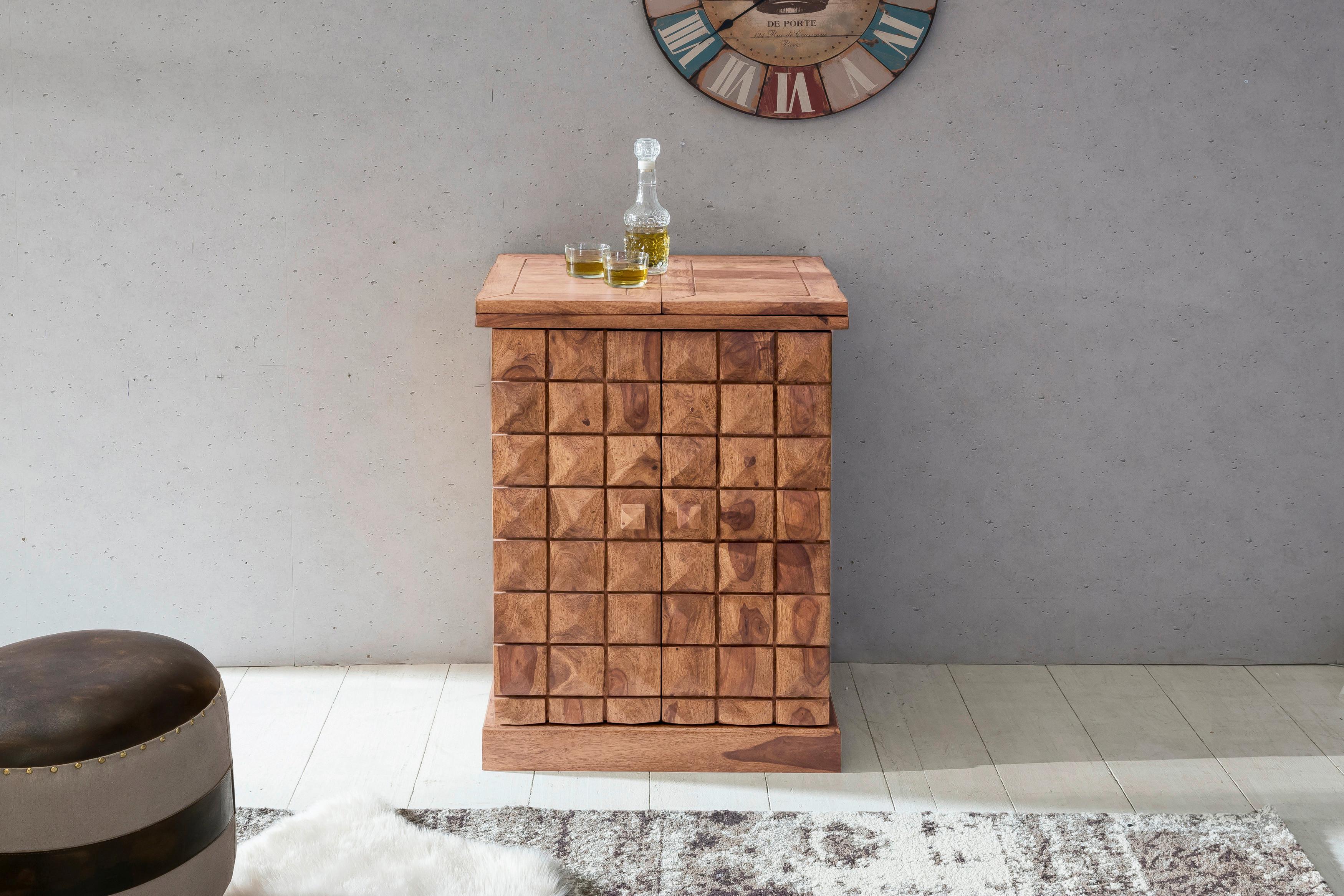 Barschrank ca. 64x91 cm Akazie massiv - Akaziefarben, Design, Holz (65/91/50cm) - MID.YOU
