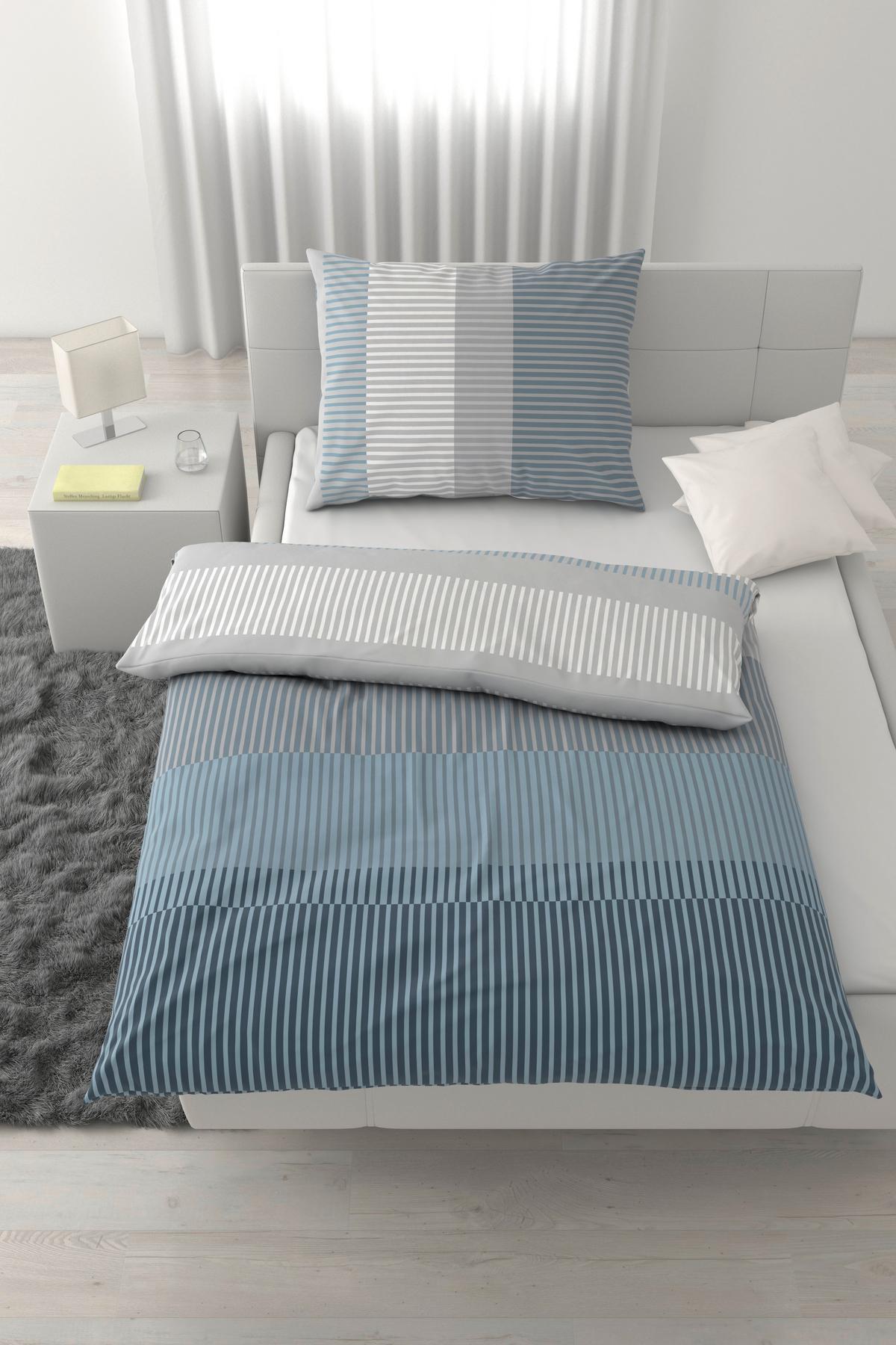 Posteljnina Hannes - sivomodra, tekstil (140/200cm) - Mömax