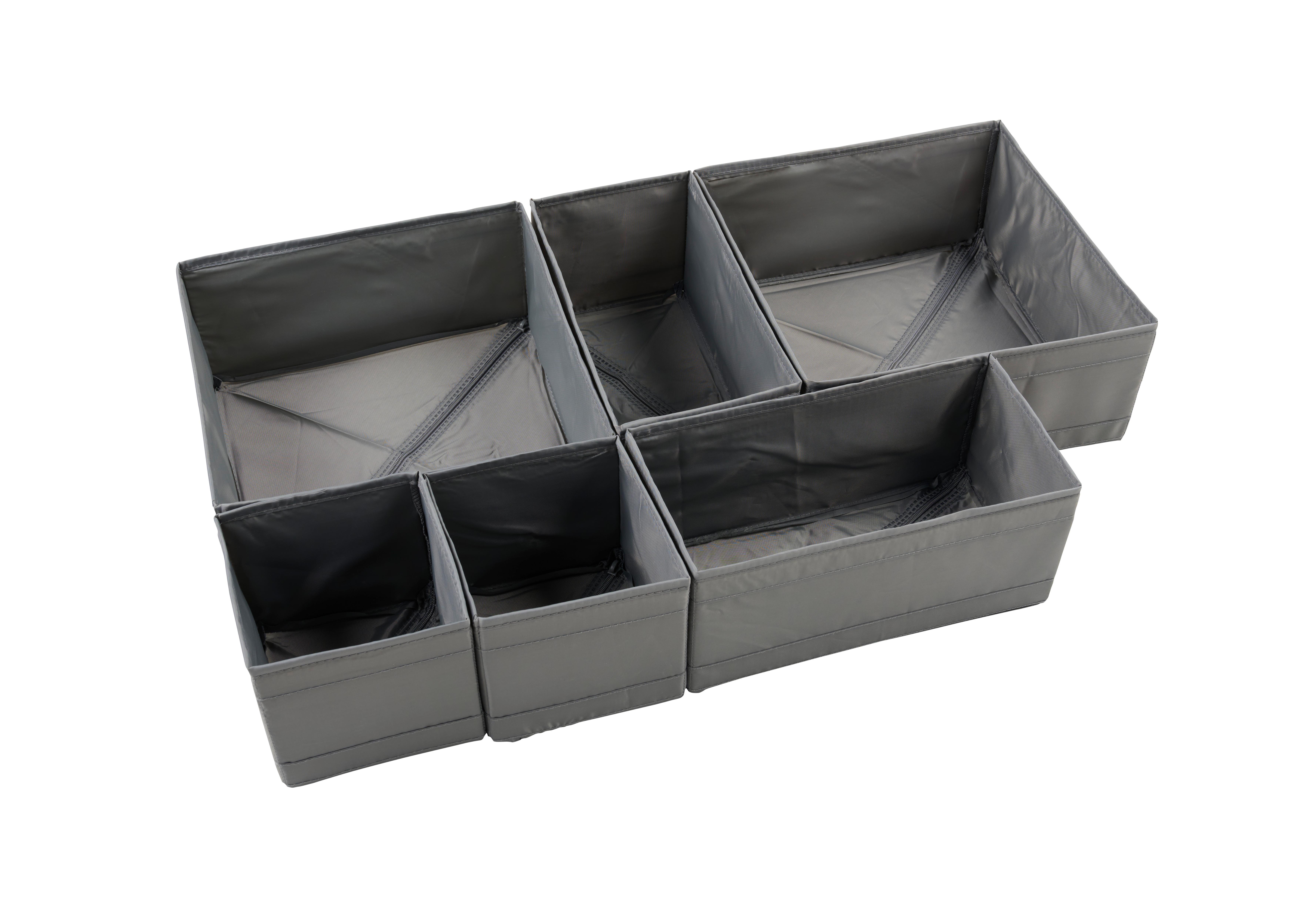 FÖRVARINGSLÅDOR SET INSIDE -EXT- - grå, Klassisk, textil/plast - Mömax