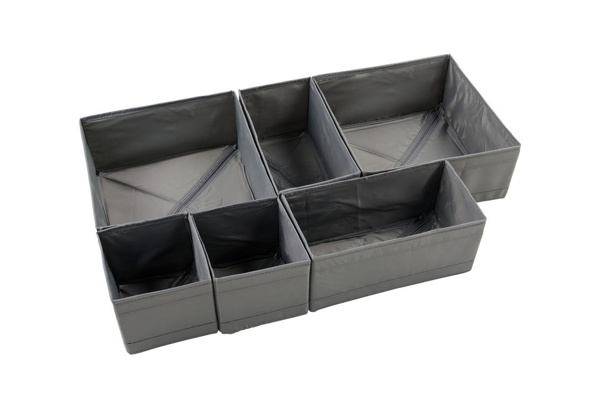 Aufbewahrungsboxen-Set Inside Grau, 6-teilig - Grau, Konventionell, Kunststoff/Textil - Mömax
