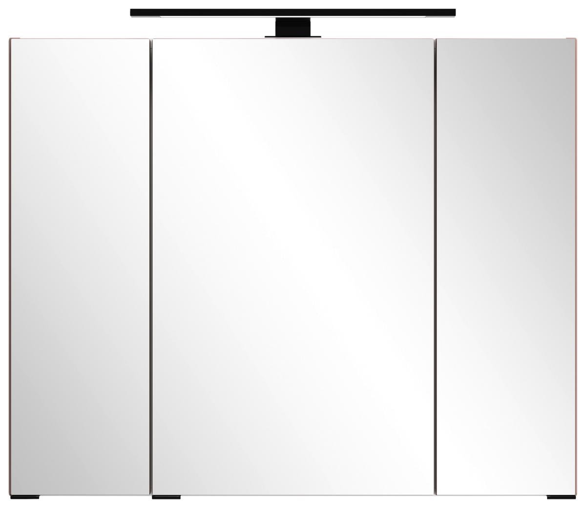 Spiegelschrank Sevilla m. LED ca. 80x64 cm Kaschmir - Kaschmir/Schwarz, MODERN, Glas/Holzwerkstoff (80/64/20cm) - Held