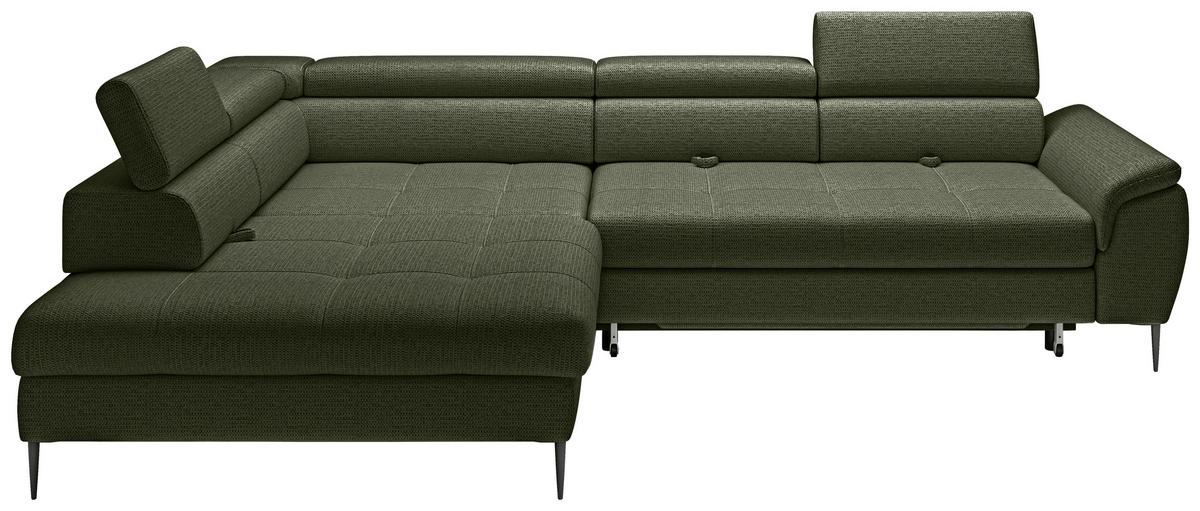 Kutna Garnitura Empoli L - maslinasto zelena/crna, Moderno, drvni materijal/tekstil (218x290/76,5-93,5/111cm) - Modern Living