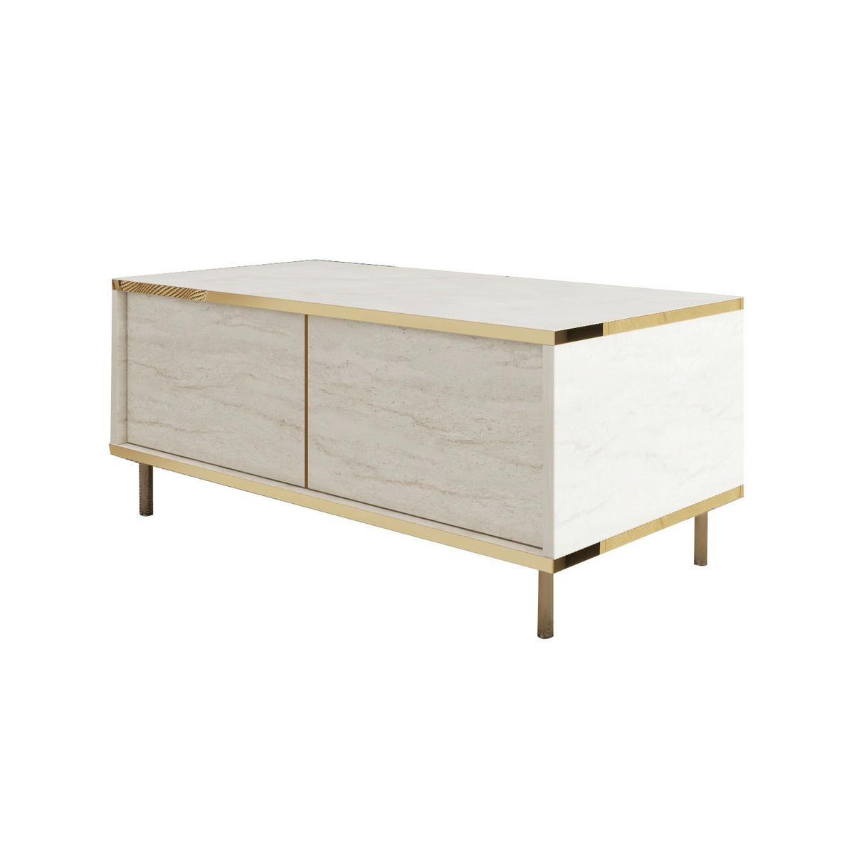 COUCHTISCH IMAJ COUCHTISCH - Beige/Goldfarben, Design, Holzwerkstoff/Metall (90/45/40cm) - Livetastic