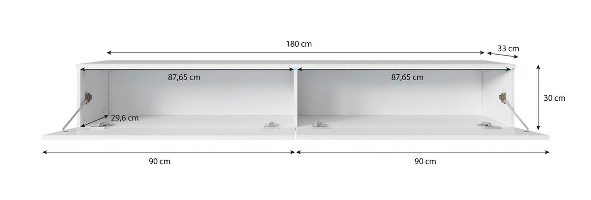 Nizka Omarica Lowa, Barva Hrasta, Led - hrast wotan/siva, Trendi, umetna masa/leseni material (180/30/33cm) - P & B