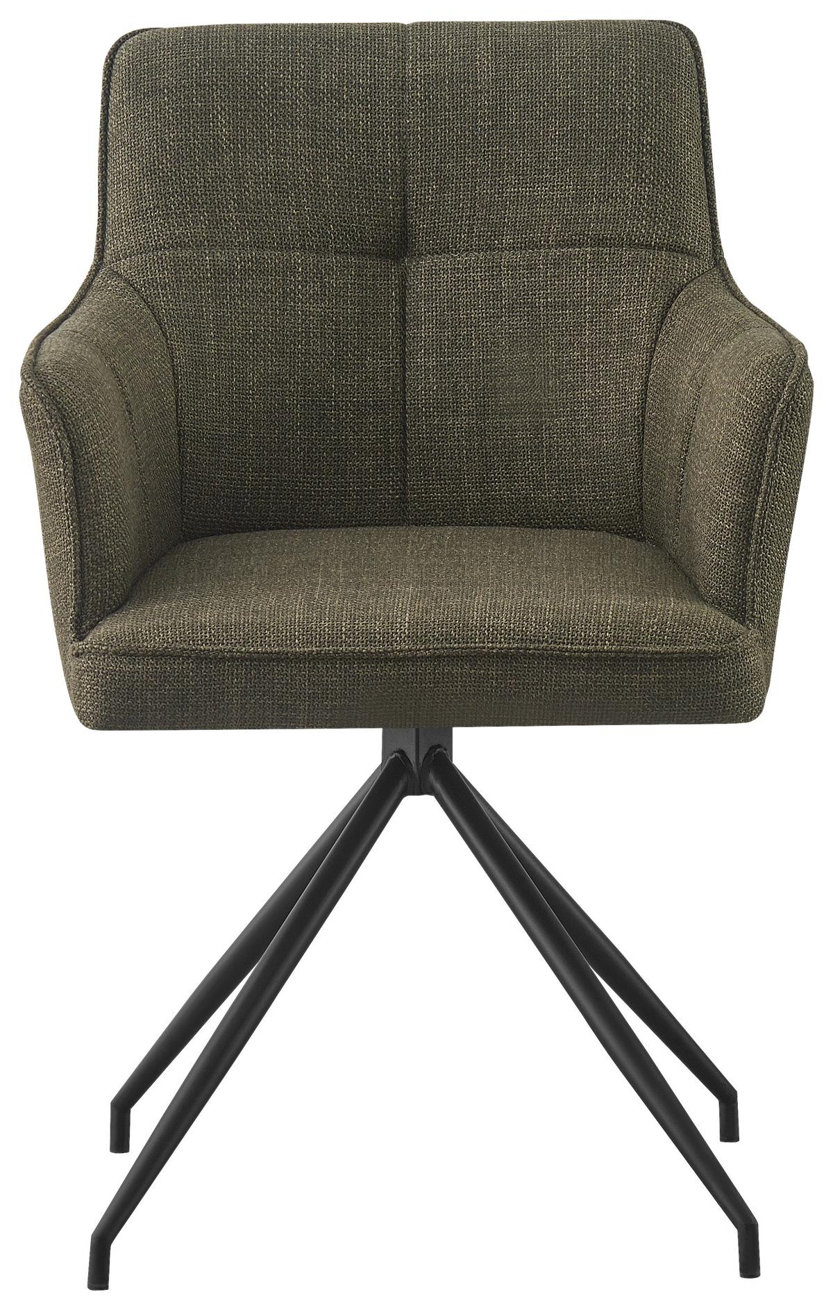 KRZESŁO Z PODŁOKIETNIKAMI BILL - zielony/czarny, Design, metal/tkanina (58/84/62,5cm) - Novel