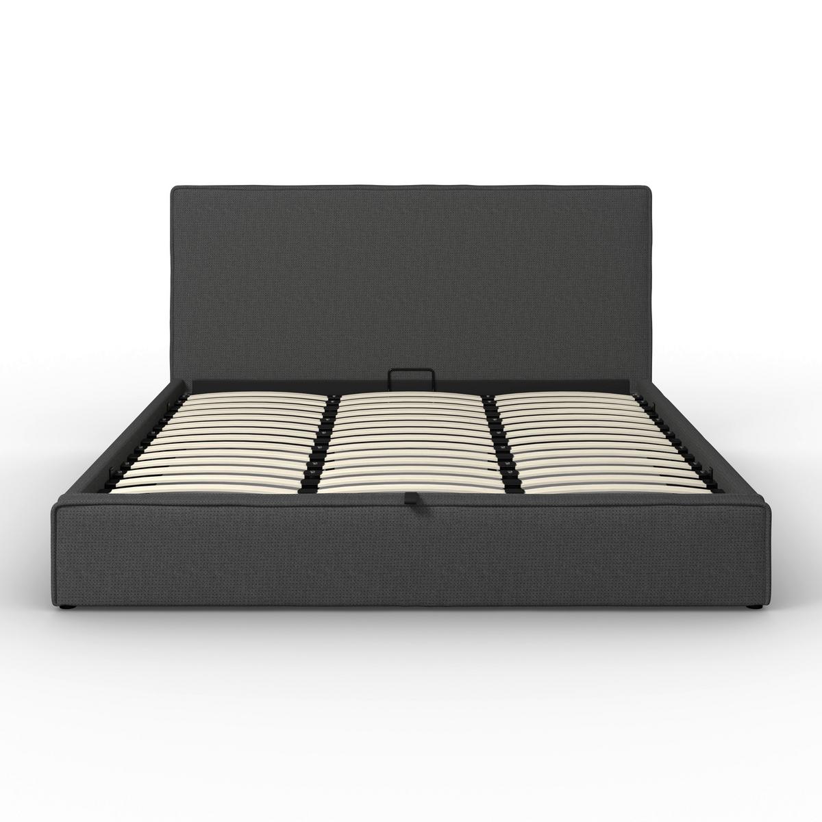 Polsterbett Gina Dunkelgrau ca. 180x200 cm Stauraum - Dunkelgrau/Schwarz, MODERN, Holz/Textil (180/200cm) - Bessagi Home