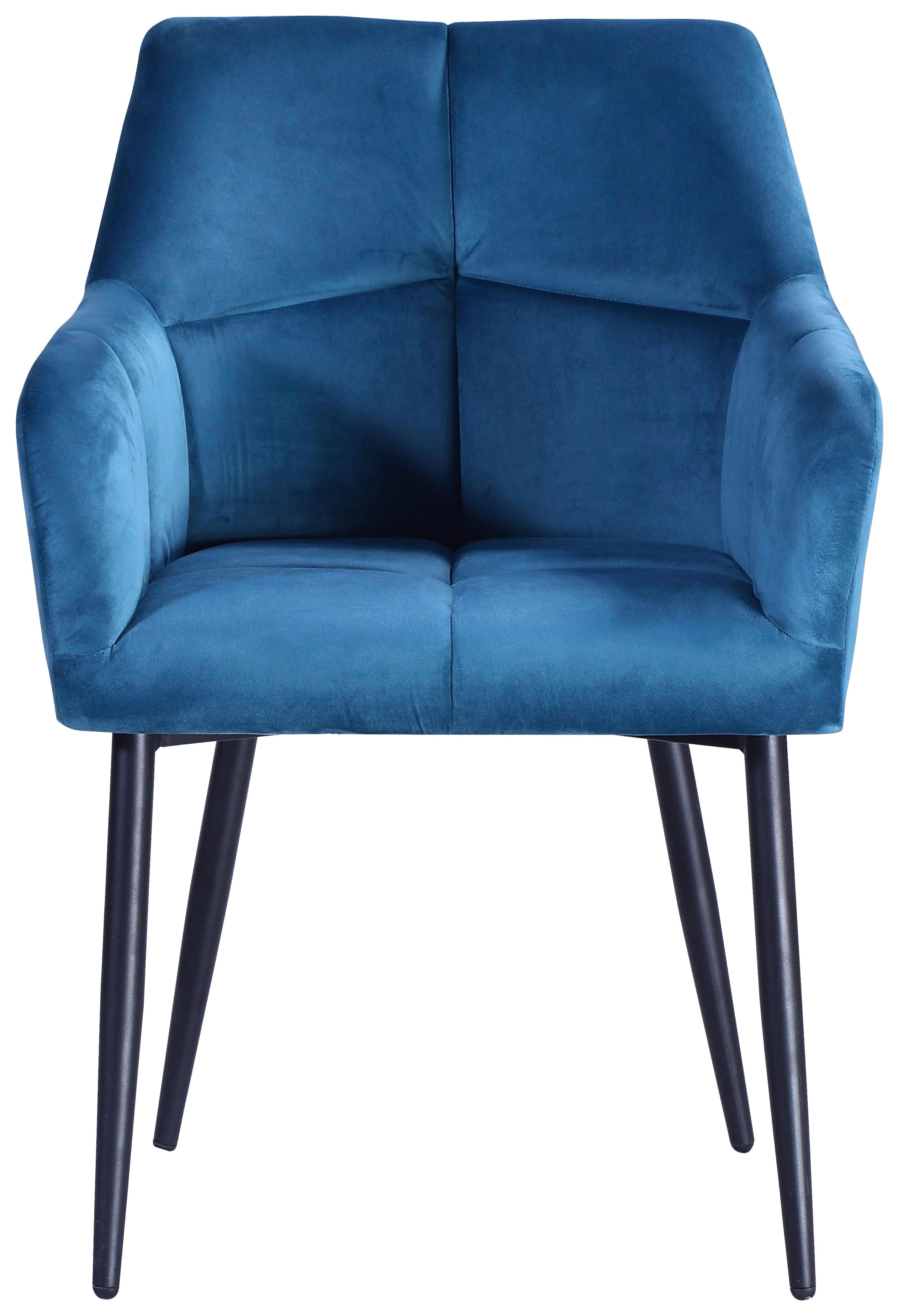 Stol Clair, Modra, Črna - modra/črna, Moderno, kovina/tekstil (60/86/62cm)