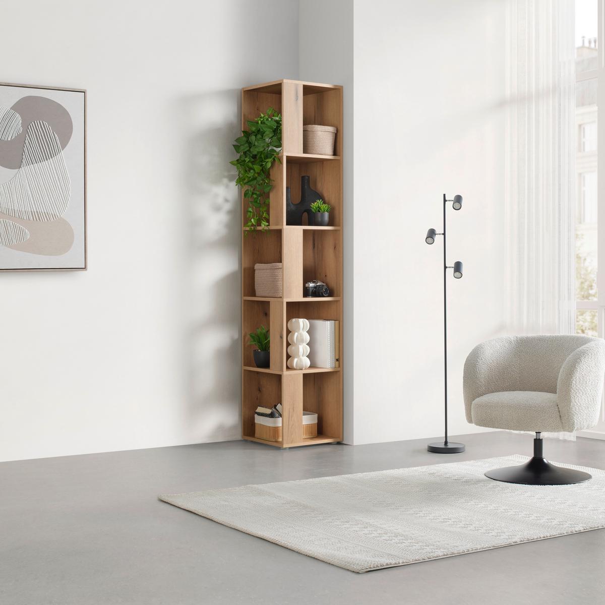 Eckregal Kornel Eichefarben - Eichefarben, MODERN, Holzwerkstoff (38/186,2/38cm) - Mömax