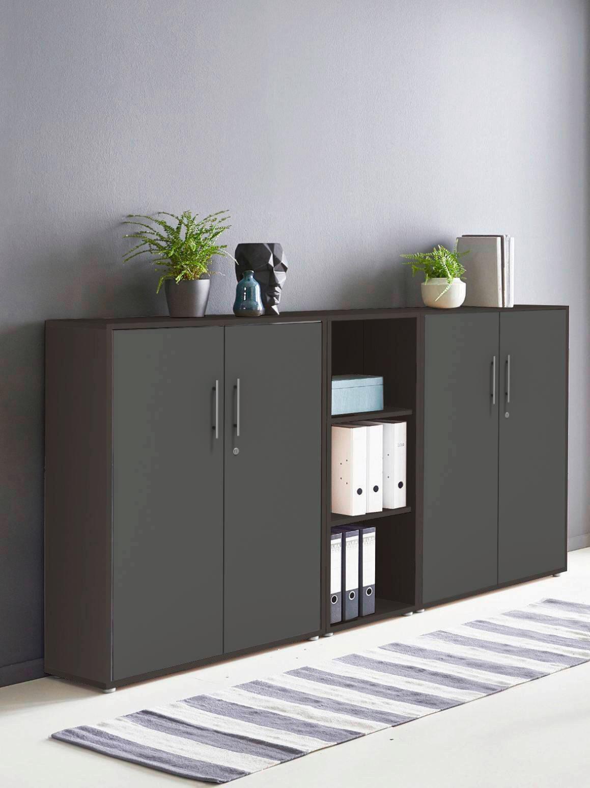 AKTENSCHRANK OFFICE EDITION - SW SET 8 - Anthrazit, MODERN, Holzwerkstoff (212,9/113,6/33cm) - MID.YOU