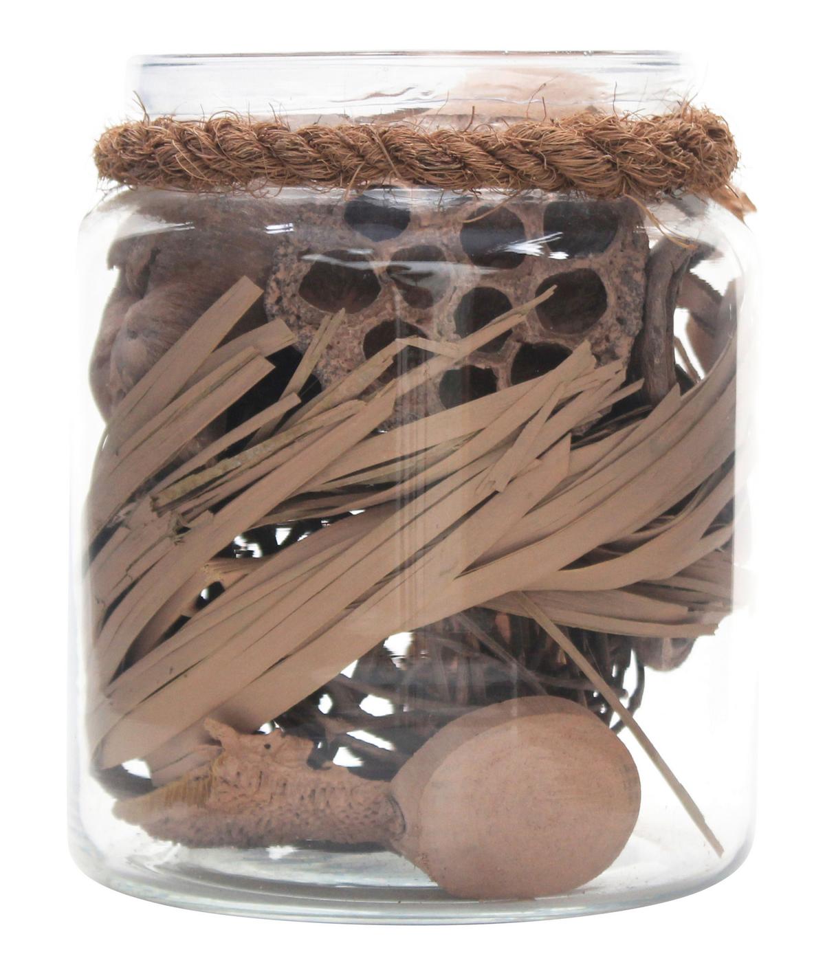 Dekoglas Flora - Braun, Lifestyle, Glas/Naturmaterialien (13,5/16,5/13,5cm) - Kayoom