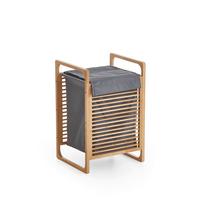 Wäschekorb Grau/Eiche - Eichefarben/Grau, Design, Holzwerkstoff/Textil (31,8/75,5/60,6cm) - MID.YOU