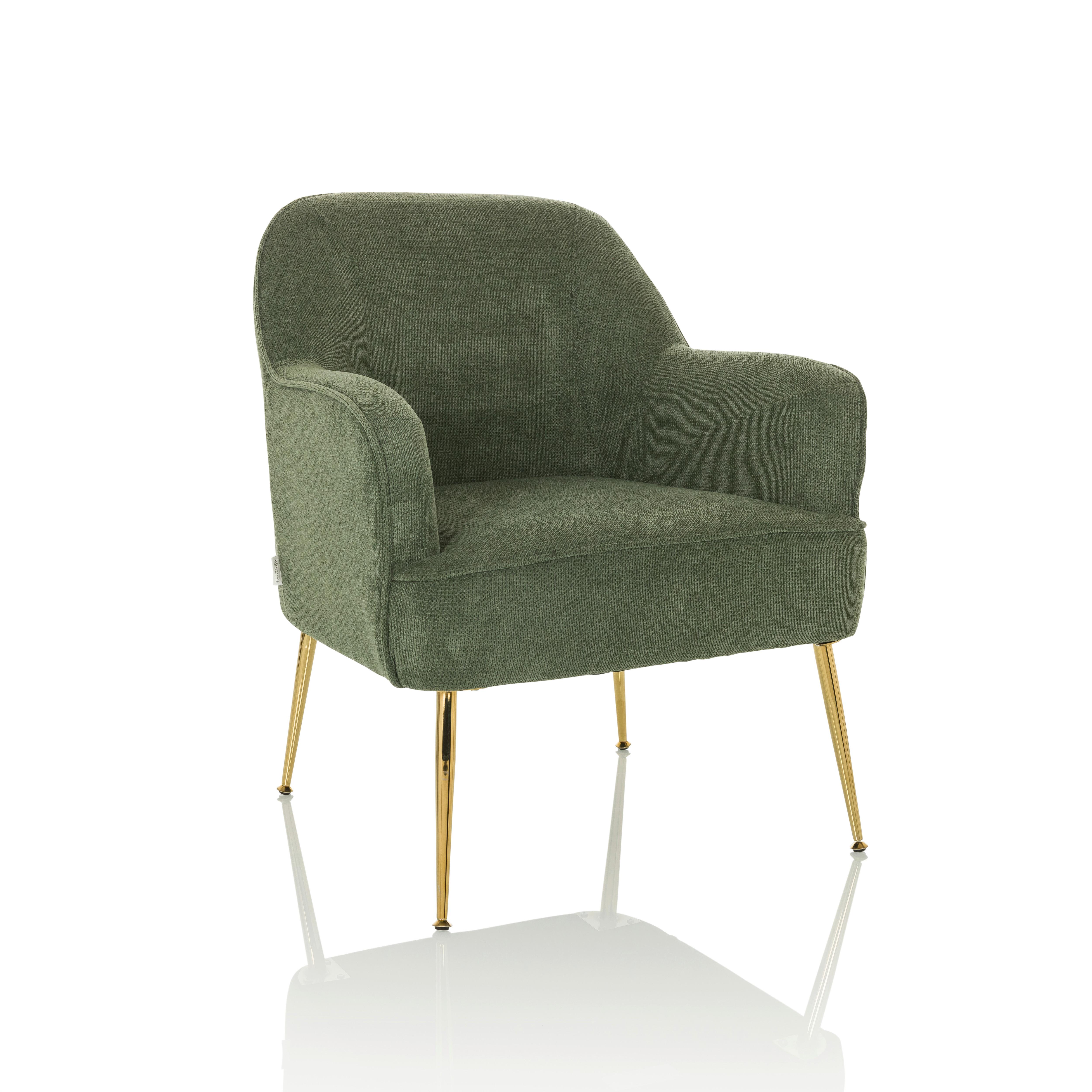 Naslanjač Thassos, Zelena - zelena, Moderno, kovina/tekstil (70/82/66cm) - MID.YOU