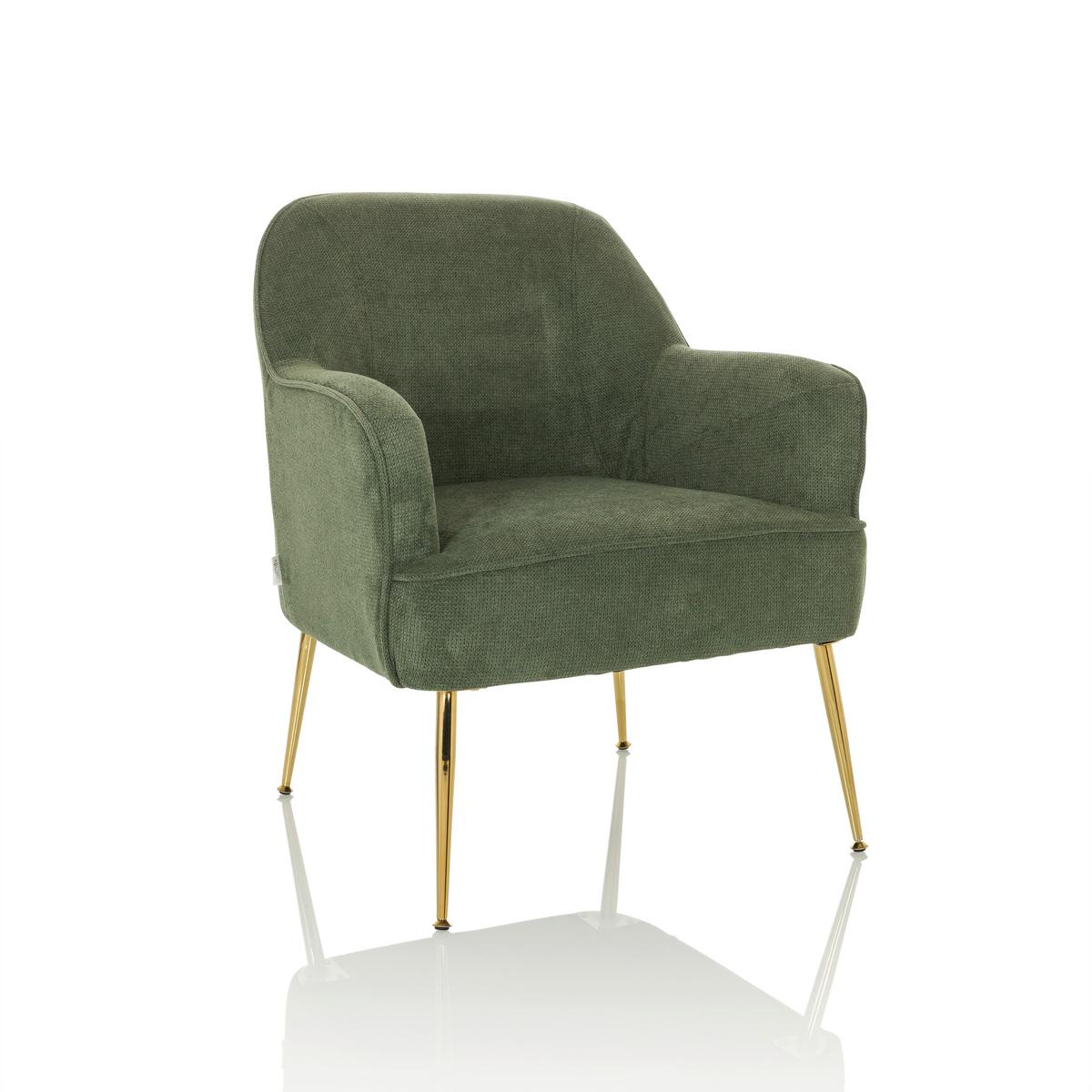 Naslanjač Thassos, Zelena - zelena, Moderno, kovina/tekstil (70/82/66cm) - MID.YOU