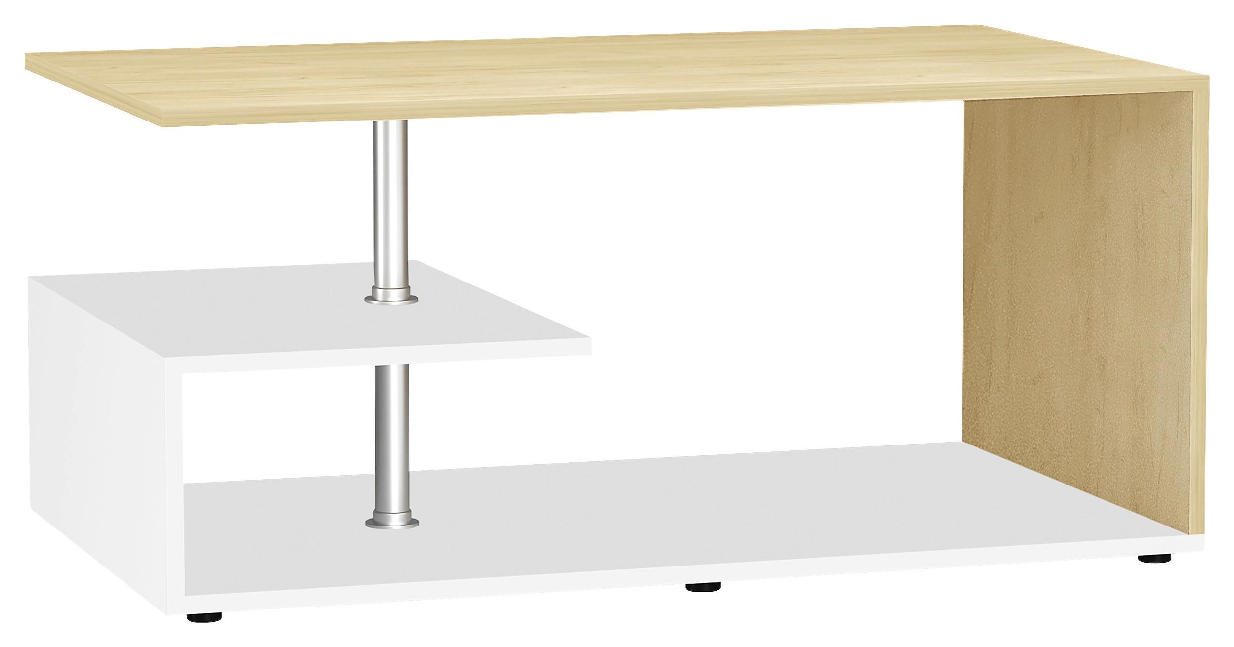 Couchtisch Maliso M - Honigeiche/Weiss, Design, Holzwerkstoff/Kunststoff (91/53/42cm) - MID.YOU