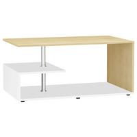 Couchtisch Maliso M Weiß/Honigeiche - Honigeiche/Schwarz, Design, Holzwerkstoff/Kunststoff (91/53/42cm) - MID.YOU