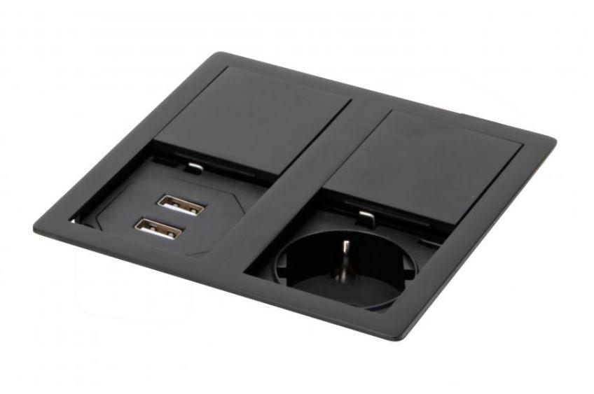 Steckdosenelement VersaHIT in Schwarz matt - Schwarz (11,7/11,7/4,25cm) - Vogt