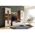 Wohnwand Weiß/Eichefarben - Klar/Chromfarben, MODERN, Glas/Holzwerkstoff (280/195/45cm) - MODERN LIVING