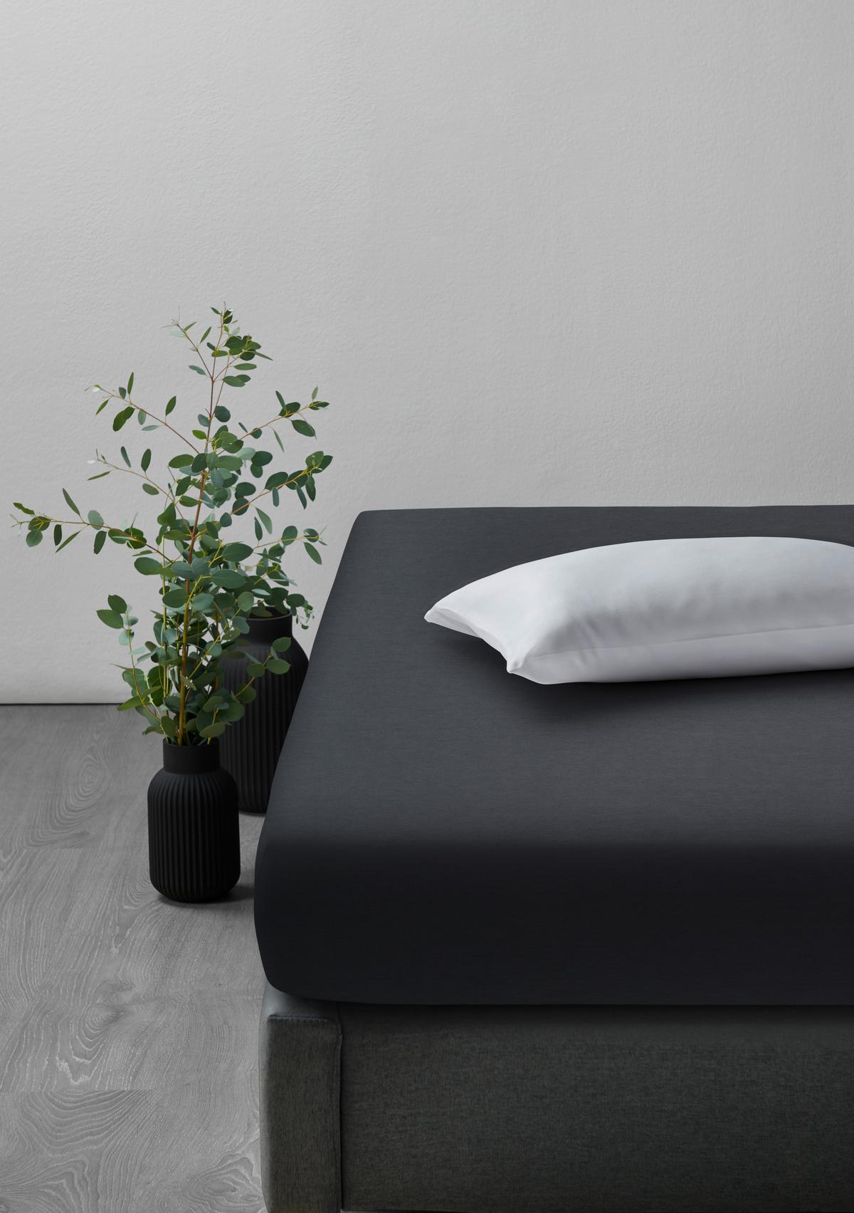 Spannbetttuch Elasthan ca. 180x200cm - Anthrazit, Textil (180/200cm) - Premium Living