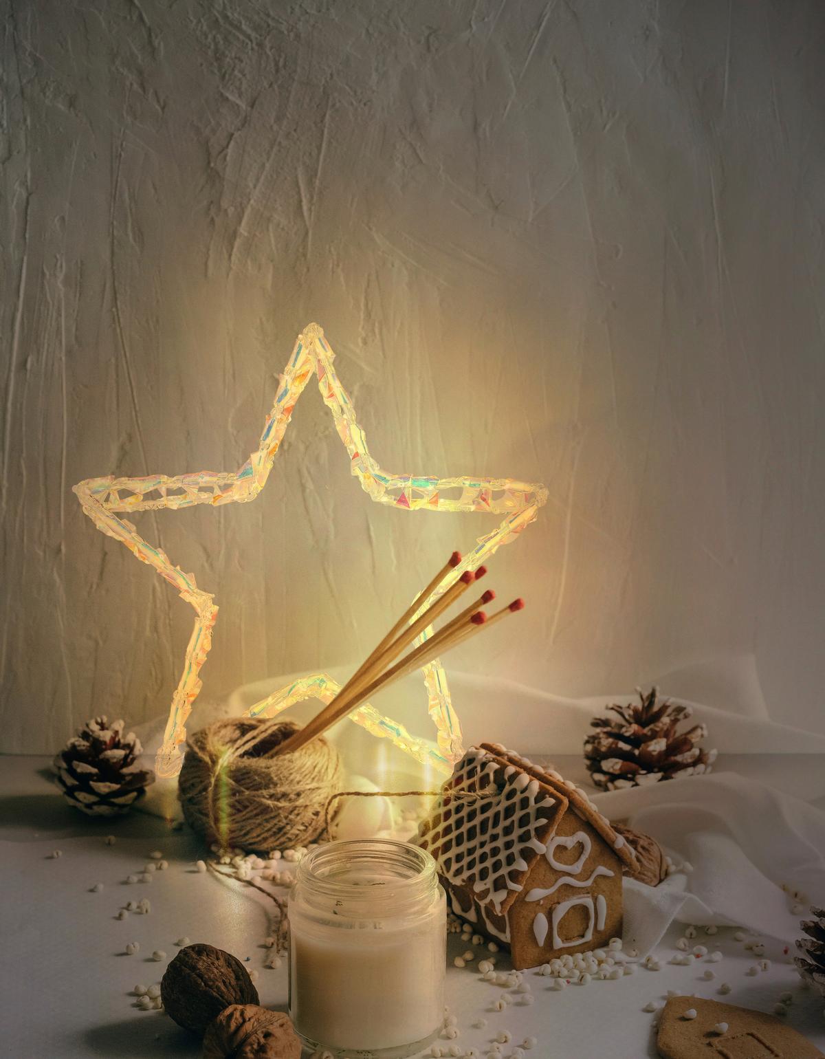 Dekorativna Led Svjetiljka Zvijezda - bijela/prozirno, Basics, metal/plastika (37/7/39cm) - Globo