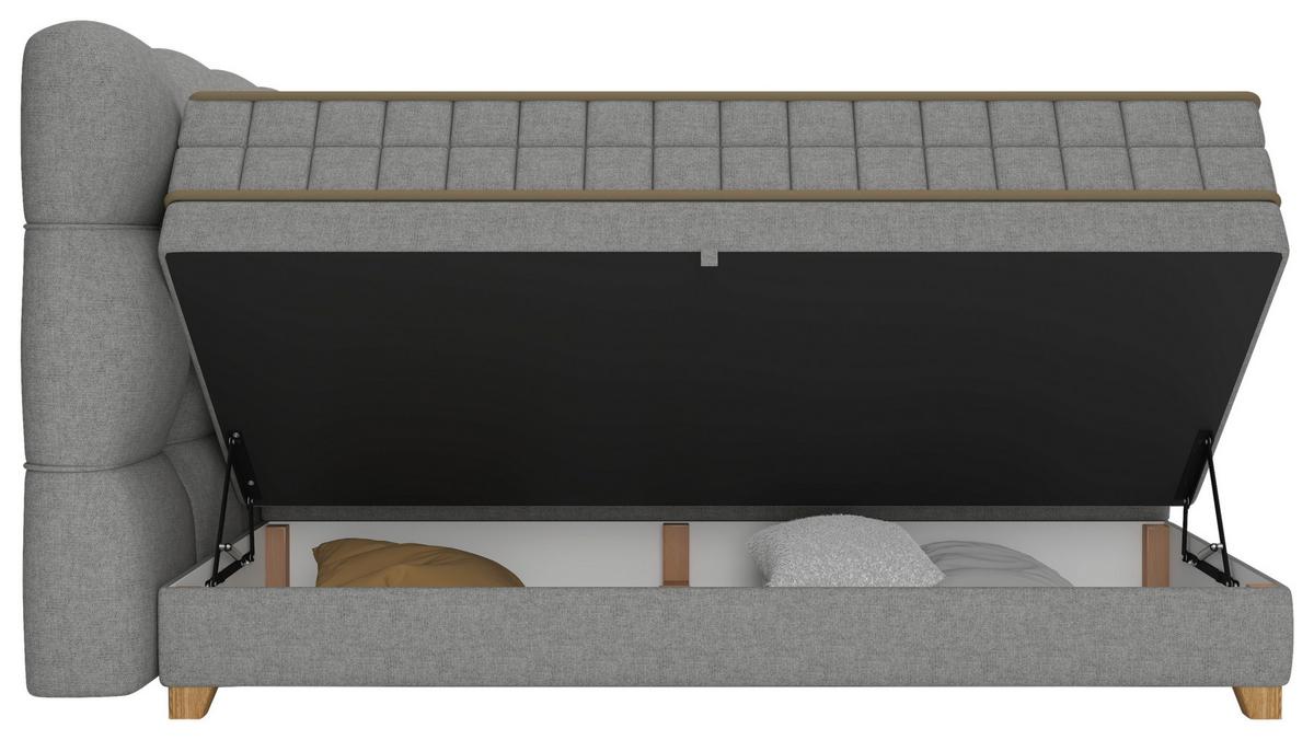 Boxspringbett Bianco Anthrazit ca. 180x200cm - Grau, KONVENTIONELL, Holz/Holzwerkstoff (180/200cm) - Premium Living