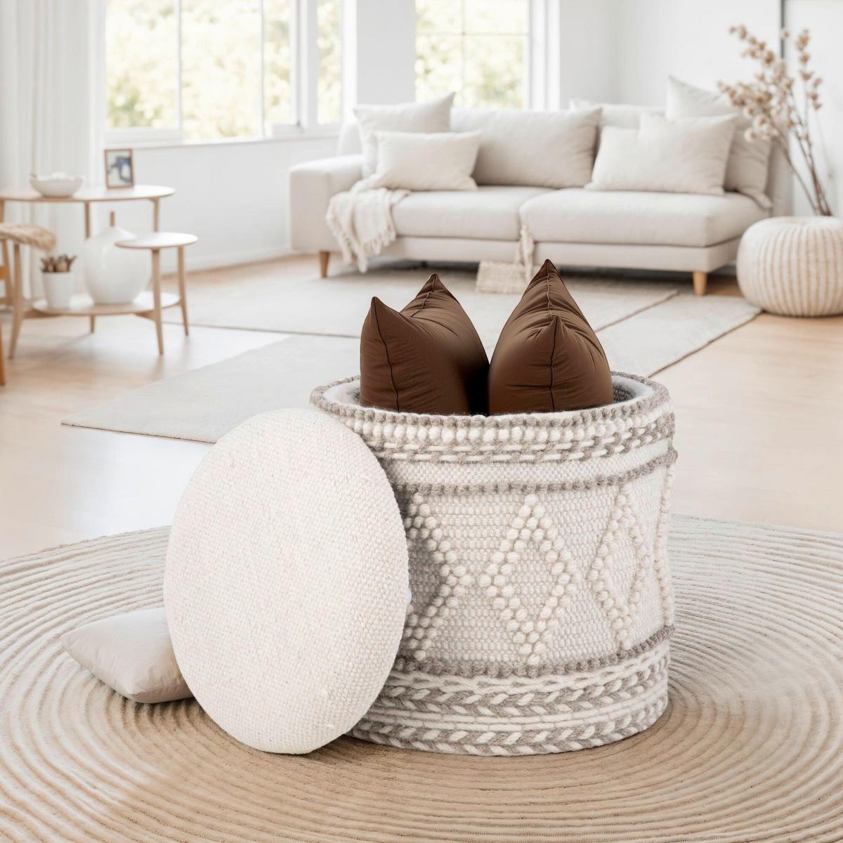 HOCKER WL7.419 - Creme, Basics, Textil (40/45/40cm) - Livetastic