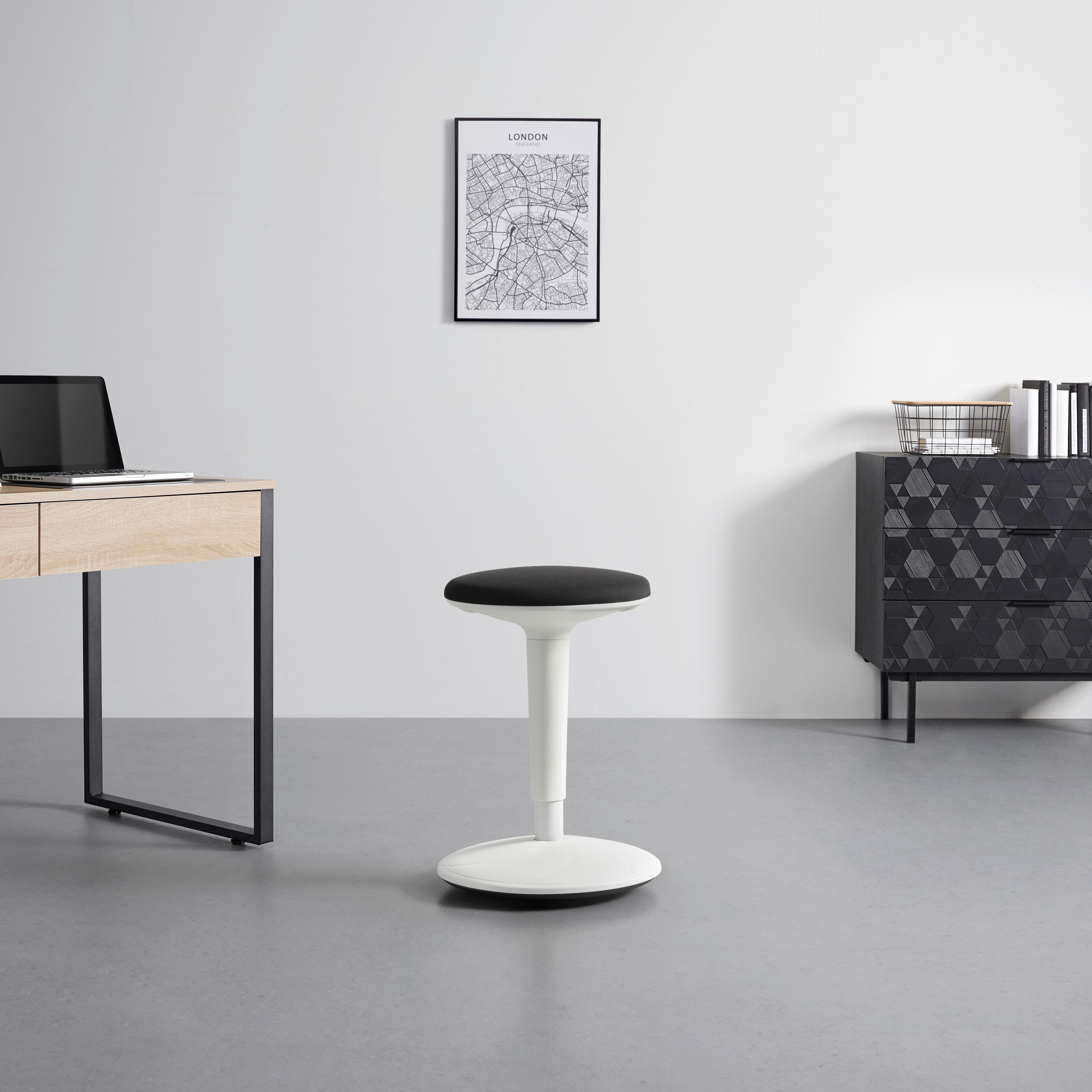 KONTORSPALL SPIN - vit/svart, Modern, metall/textil (36,5/55.5-73.5/39cm) - Mömax