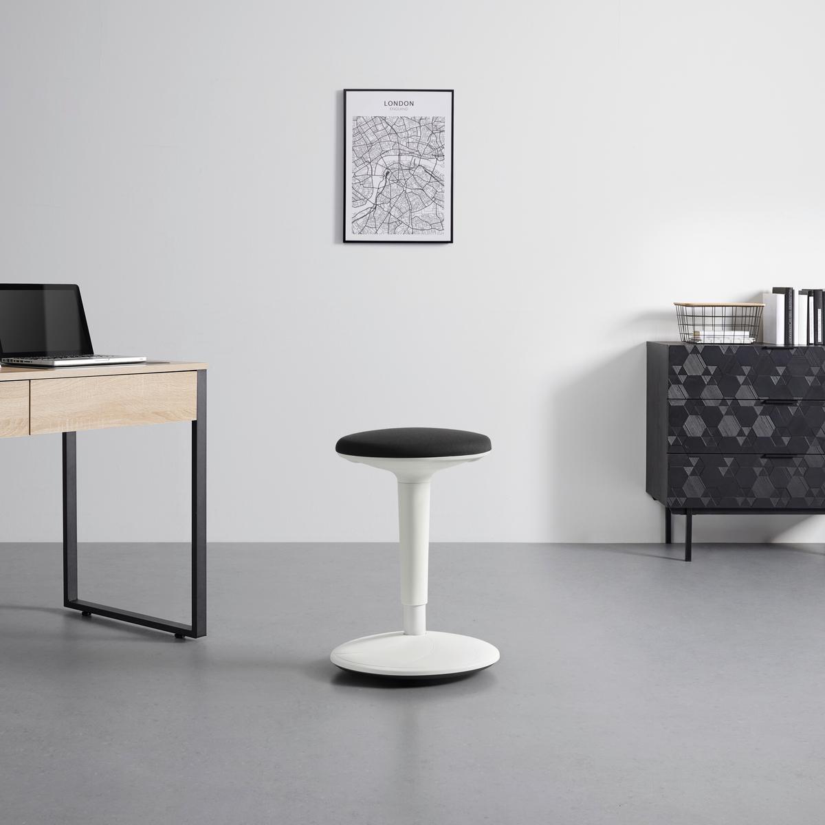 Bürohocker Spin Weiß/Schwarz - Schwarz/Weiß, MODERN, Kunststoff/Textil (36,5/55.5-73.5/39cm) - Mömax