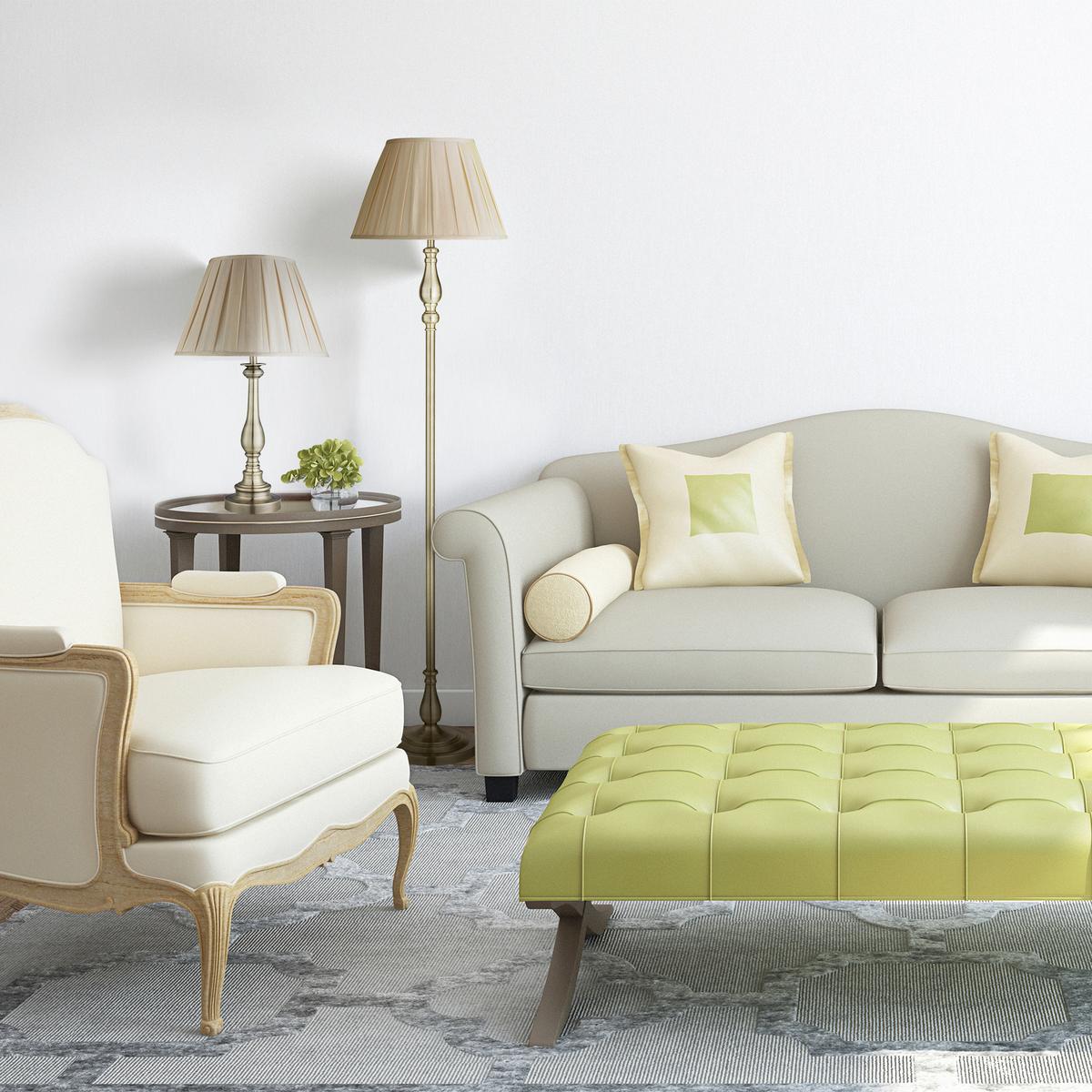 Állólámpa Flemish Eu5029ab - sárgarézszínű/világosbarna, Konventionell, textil/fém (40,5/40,5/170cm)