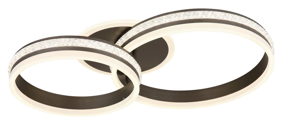 LED-Deckenleuchte Grouni Klar/Titanfarben max. 50 Watt - Klar/Titanfarben, Design, Kunststoff/Metall (65/40/14cm) - Globo