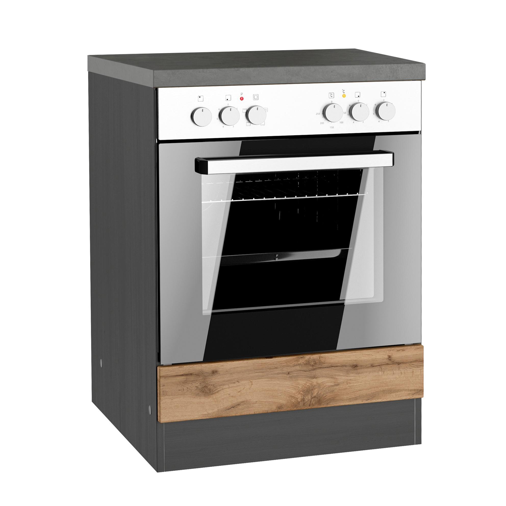 Herdumbauschrank Turin ca. 60x86 cm Graphit/Eiche - Eiche Wotan/Graphitfarben, Design, Holzwerkstoff (60/86/60cm) - Held