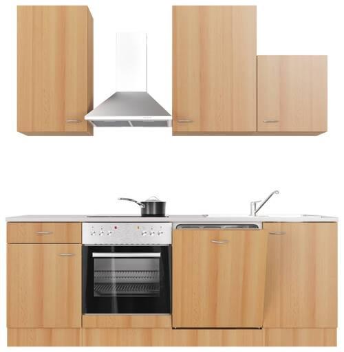 Kuhinjski Blok Z Aparati Nano, Barva Bukve - barve nerjavečega jekla/barve bukve, Moderno, umetna masa/leseni material (220cm) - FlexWell