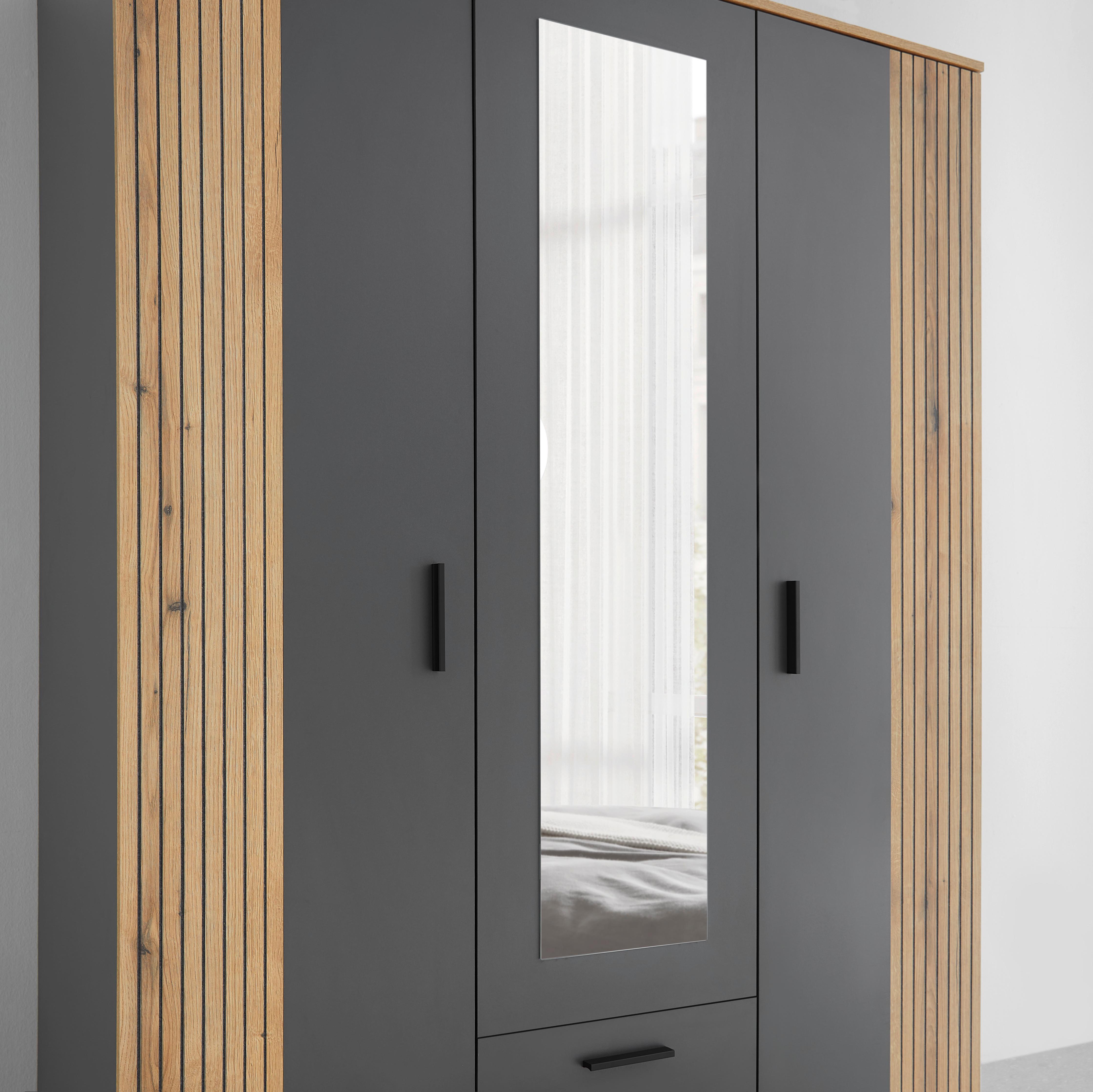 GARDEROB CADIX -EXKLUSIV- - svart/antracit, Klassisk, trämaterial/plast (150/200/55cm) - Mömax