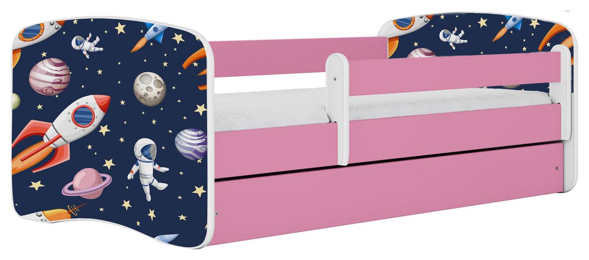 Otroška Postelja Babydreams, Bela, Roza, 80x160cm - pink/bela, Moderno, tekstil/leseni material (80/160cm) - MID.YOU