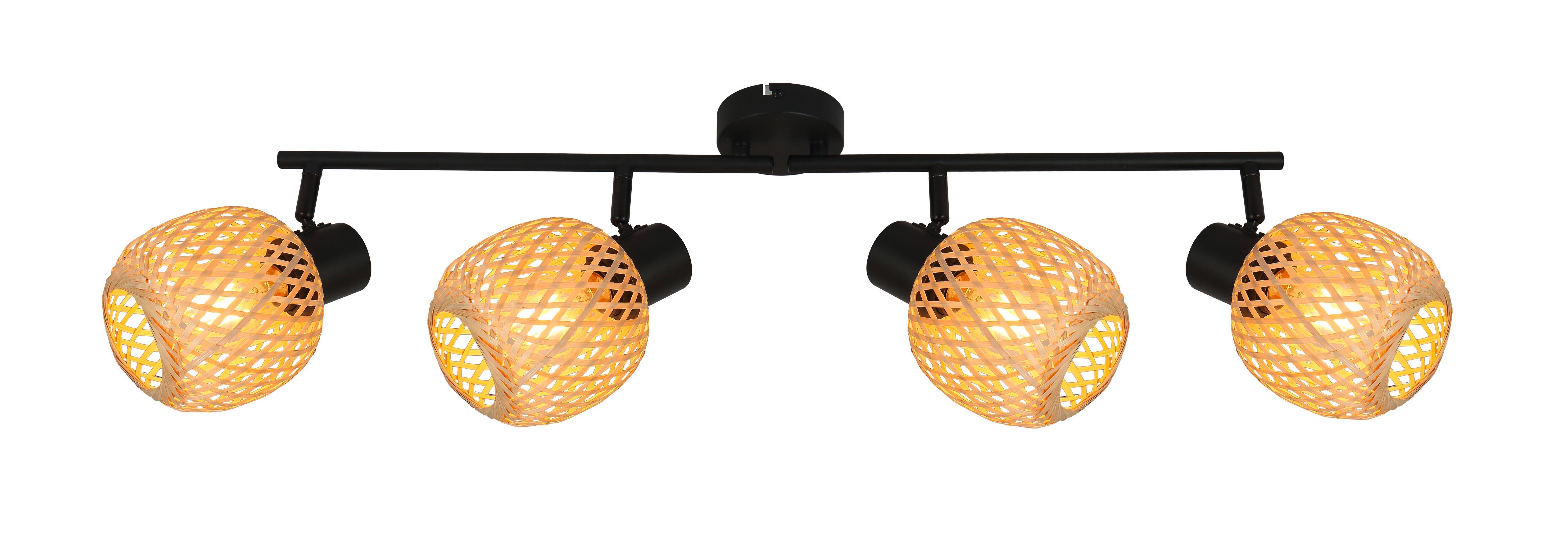 Deckenleuchte Natur Schwarz/Beige max. 5 Watt - Beige/Schwarz, MODERN, Naturmaterialien/Metall (92/13/18.5cm)