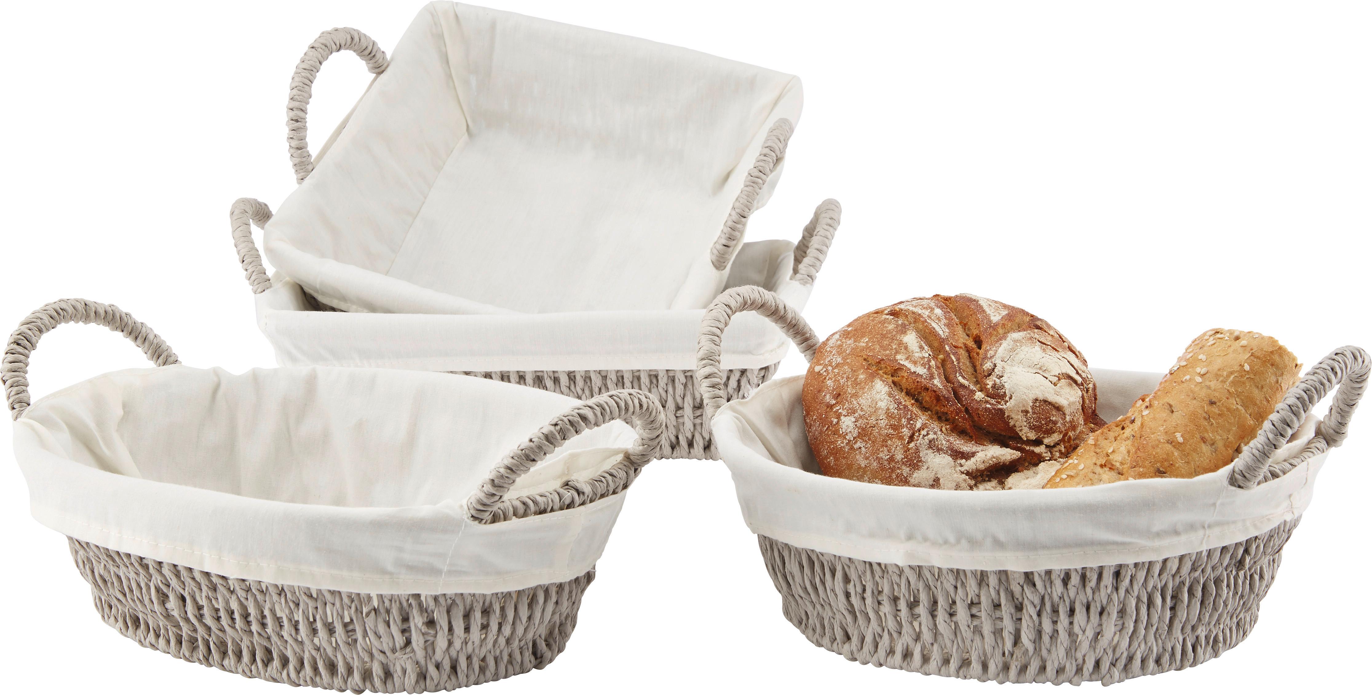 Brotkorb Livi in diversen Designs - Grau, Papier/Textil - Mömax