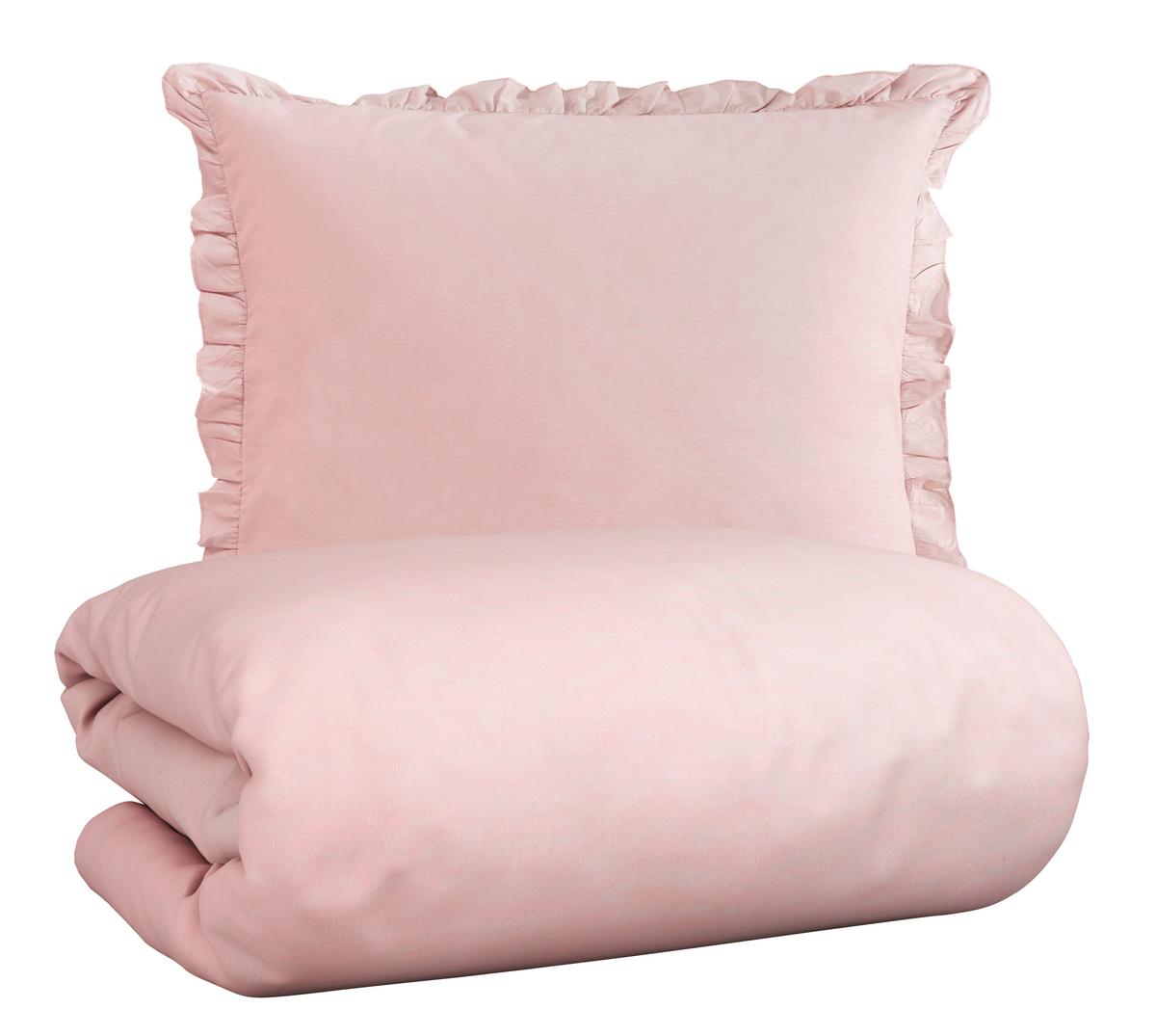 Bettwäsche Rüschen Rosa ca. 140x200cm - Rosa, ROMANTIK / LANDHAUS, Textil (140/200cm) - Zandiara