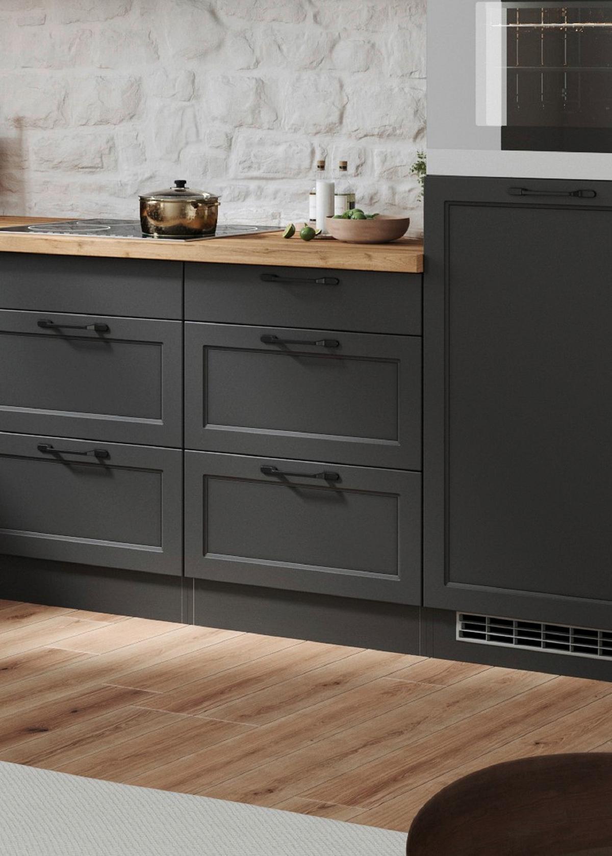 Kochfeldumbauschrank Meran ca. 60x86x60 cm Grau/Eiche - Eiche Wotan/Schwarz, LIFESTYLE, Holzwerkstoff/Metall (60/86/60cm) - Held